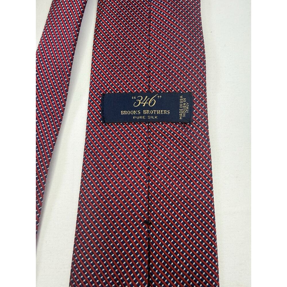 Brooks Brothers 346 Silk Geometric Woven Tie Red Blue White Mens One Size - Picture 5 of 6